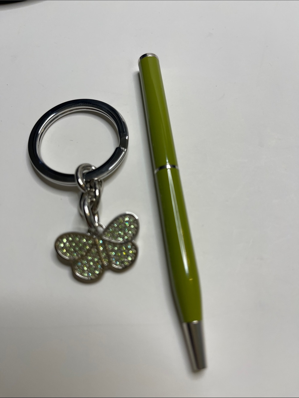 Coach Green Slim Ballpoint Pen and Coach Butterfly Keychain